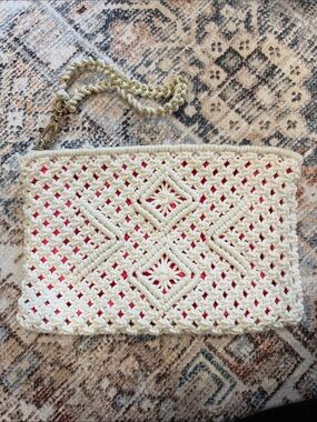 Lilly Pulitzer Ivory Hand-Crocheted Wristlet Clutch - Womens Bag